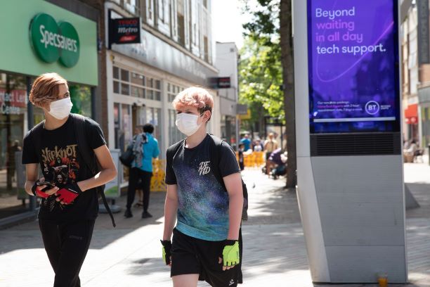 Masked teens on Abington Street