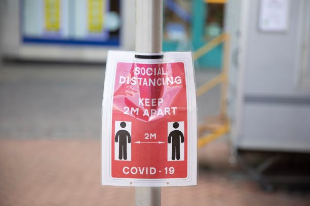 Social distancing sign in Market Square