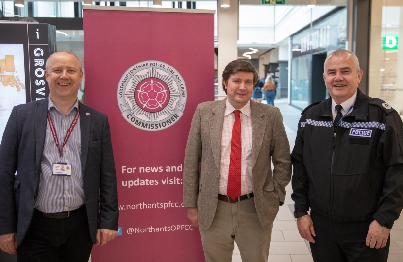 Police Commisioner Stephen Mold, Andrew Lewer MP and Deputy POlice Constable Simon Blatchley