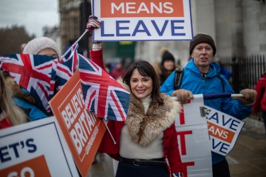 Leave means leave protesters outside parliament