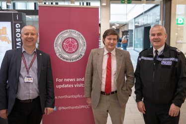 Police Commisioner Stephen Mold, Andrew Lewer MP and Deputy POlice Constable Simon Blatchley